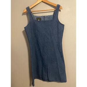 Vintage Willowbend Dress Womens 10 Denim Square Neck Back Zip Made USA 90s